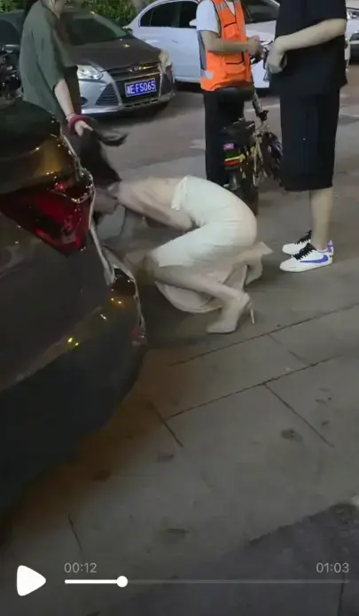 直击《白衣女子被抓头发跳河》！小三街头冲突坠河完整过程，湘E车牌白裙女子拉头发事件后续高清呈现，在线观看